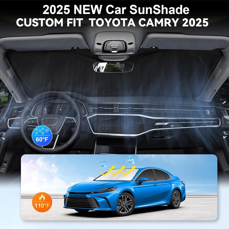 INSAUTO Sunshade for 2025 2026 Camry LE XLE Hybrid SE XSE Sedan Summer Interior Accessories Front Window Shield 210T Coating Cover for Windshield Sun Visor Protector 2026 Upgrade - Image 4
